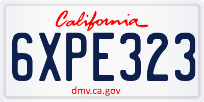 CA license plate 6XPE323