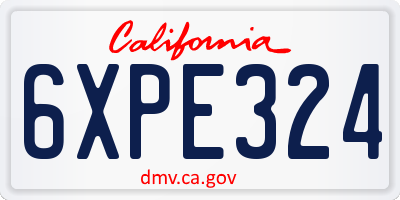 CA license plate 6XPE324