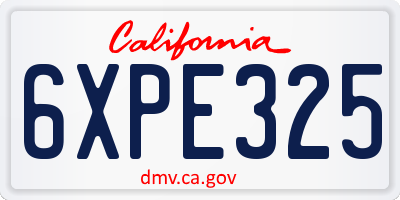 CA license plate 6XPE325