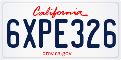 CA license plate 6XPE326