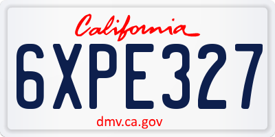 CA license plate 6XPE327