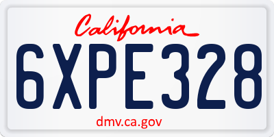 CA license plate 6XPE328