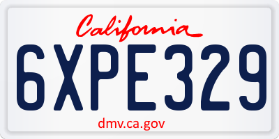 CA license plate 6XPE329