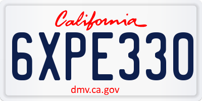CA license plate 6XPE330