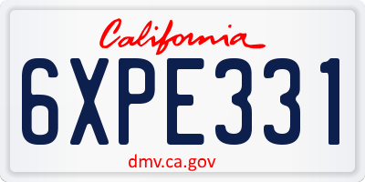 CA license plate 6XPE331