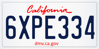 CA license plate 6XPE334