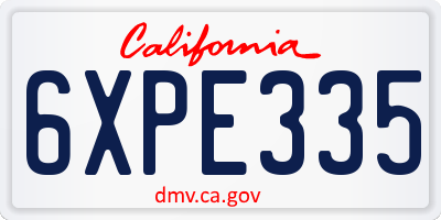 CA license plate 6XPE335