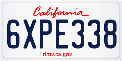 CA license plate 6XPE338
