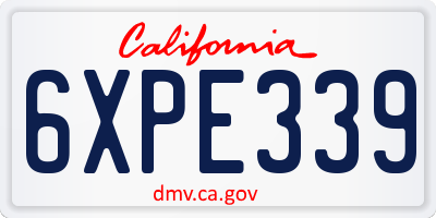 CA license plate 6XPE339