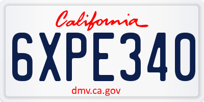 CA license plate 6XPE340