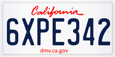 CA license plate 6XPE342