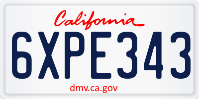 CA license plate 6XPE343