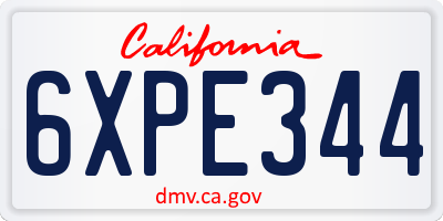 CA license plate 6XPE344