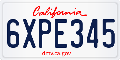 CA license plate 6XPE345