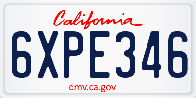 CA license plate 6XPE346