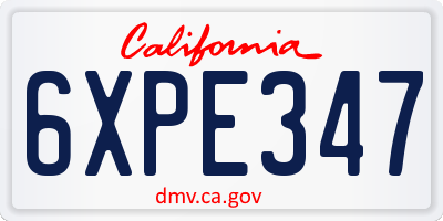 CA license plate 6XPE347