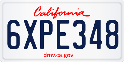 CA license plate 6XPE348