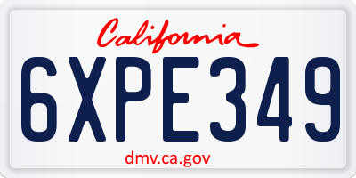 CA license plate 6XPE349