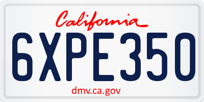 CA license plate 6XPE350
