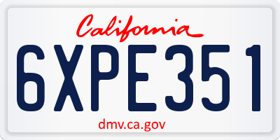 CA license plate 6XPE351