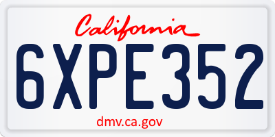 CA license plate 6XPE352