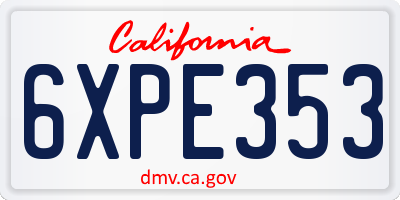 CA license plate 6XPE353