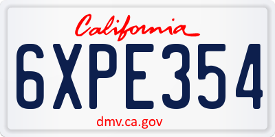 CA license plate 6XPE354