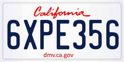 CA license plate 6XPE356