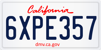 CA license plate 6XPE357