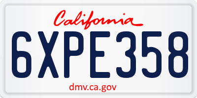 CA license plate 6XPE358
