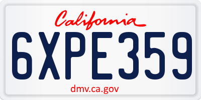 CA license plate 6XPE359