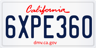 CA license plate 6XPE360