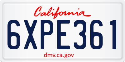 CA license plate 6XPE361