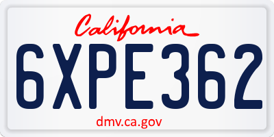 CA license plate 6XPE362
