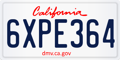 CA license plate 6XPE364