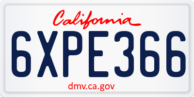 CA license plate 6XPE366