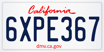 CA license plate 6XPE367
