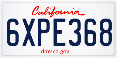CA license plate 6XPE368