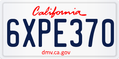 CA license plate 6XPE370