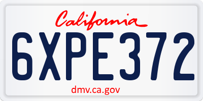 CA license plate 6XPE372