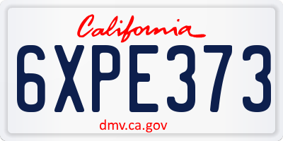 CA license plate 6XPE373