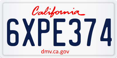 CA license plate 6XPE374