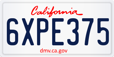 CA license plate 6XPE375