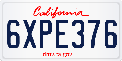 CA license plate 6XPE376