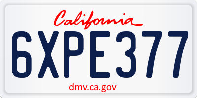 CA license plate 6XPE377