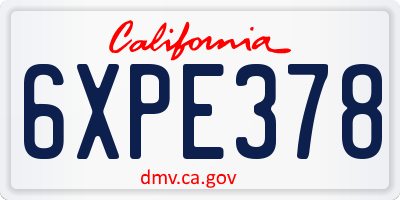 CA license plate 6XPE378