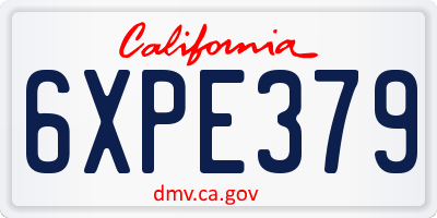 CA license plate 6XPE379