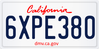 CA license plate 6XPE380