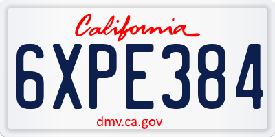CA license plate 6XPE384