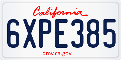 CA license plate 6XPE385